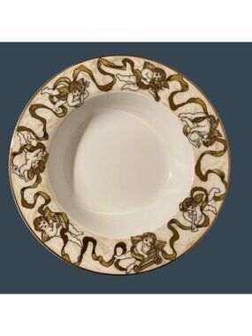 American Atelier Heavenly Hosts Gold Cherubs With Instruments Shallow Bowl